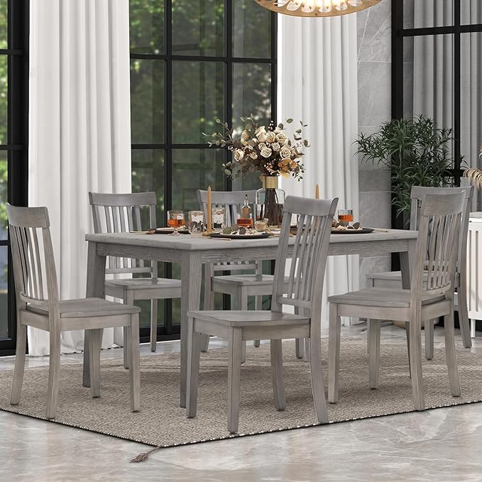 COLAMY Wooden Dining Room Chairs Set of 4, Spindle High Back Windsor Kitchen - Image 6