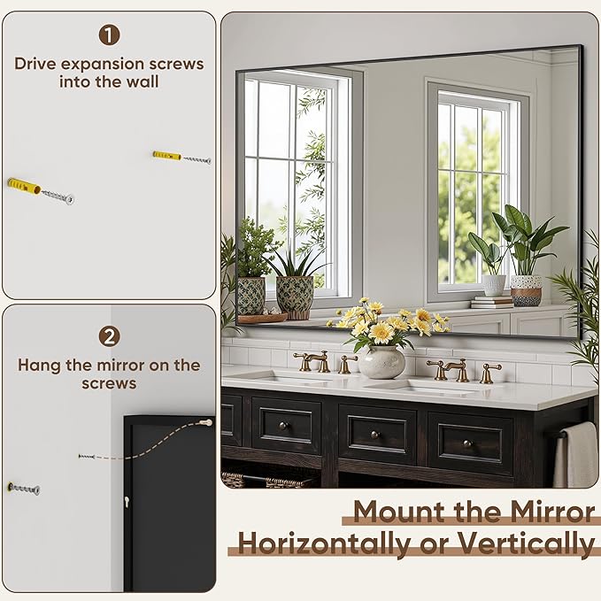 Bathroom Mirror 48" x 36", Large Rectangle Wall Mirror, Entryway Decor - Image 8