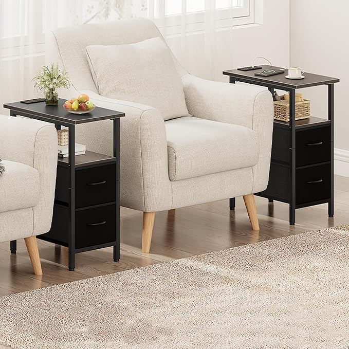 Vagusicc Set of 2 Black Nightstand - Image 8