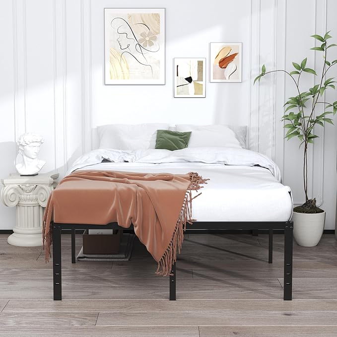 EMODA 20 Inch Queen Bed Frame No Box Spring Needed Heavy Duty Metal Tall - Image 6