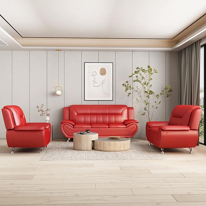 Container Furniture Direct Michael Modern Faux Leather Upholstered Stainless - Image 15