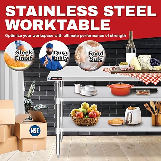 DuraSteel Food Prep Stainless Steel Table - Image 3