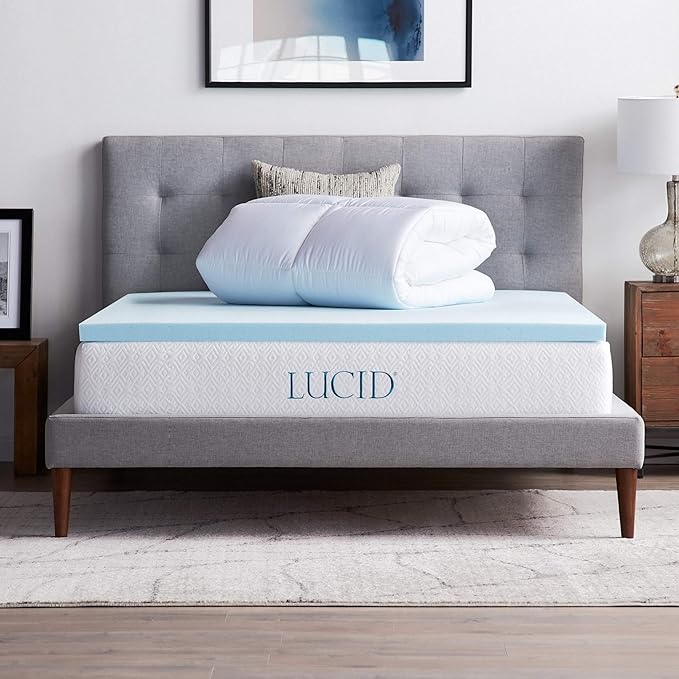 LUCID 4 Inch Down Alternative and Gel Memory Foam Mattress Topper - Image 2