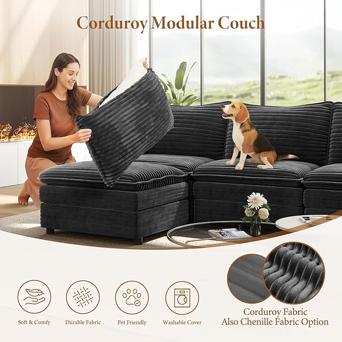 Vesgantti 108" Modular Sectional Sofa, Comfy Cloud Couch - Image 6