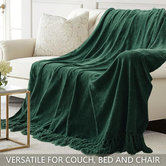 Chenille Throw Blanket for Couch 60"X 80" Twin, Soft Cozy Throws - Image 4