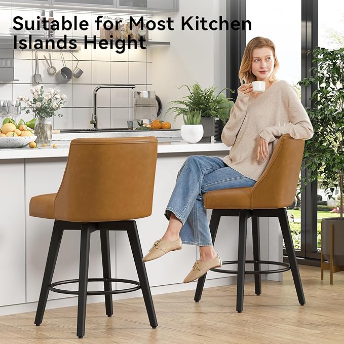 Vipbear Swivel Counter Height Bar Stools Set of 3, 26.8" H Counter Stools - Image 7