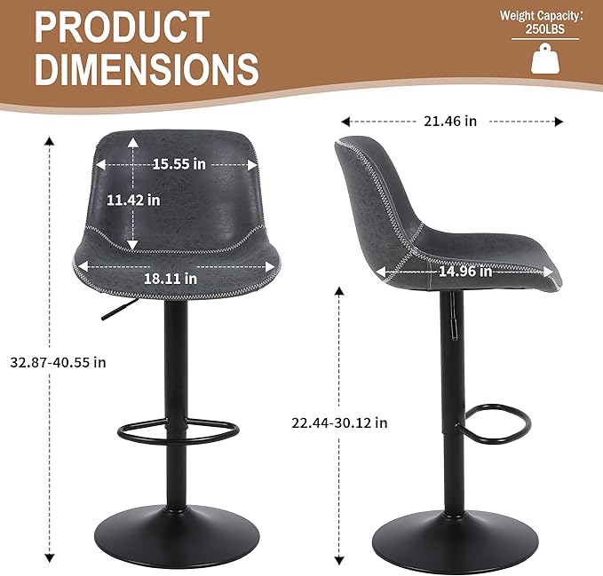 Bar Stools, Swivel Counter Height Barstools - Image 3