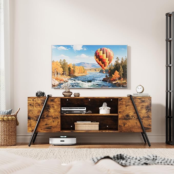 Garvee 55 Inch TV Stand with Slanted Metal Legs, Industrial Media Console with - Image 2