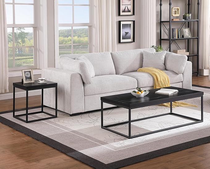 CENSI 18-Inch Black Marble Accent End Table/Side Table - Image 3