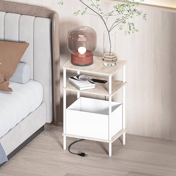 Small Side Table with Charging Station, End Table - Image 2