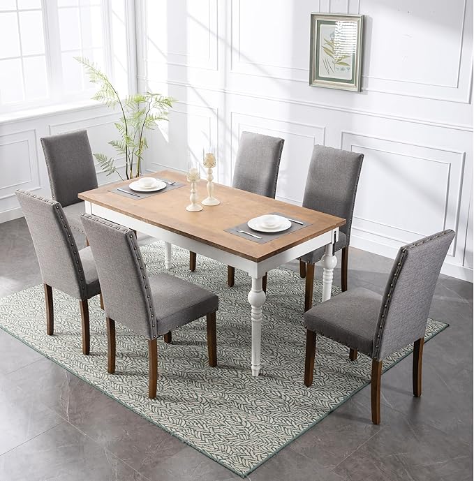 Parsons Kitchen Dining Chair Set Room Modern Upholstered Stylish Fabric High - Image 5