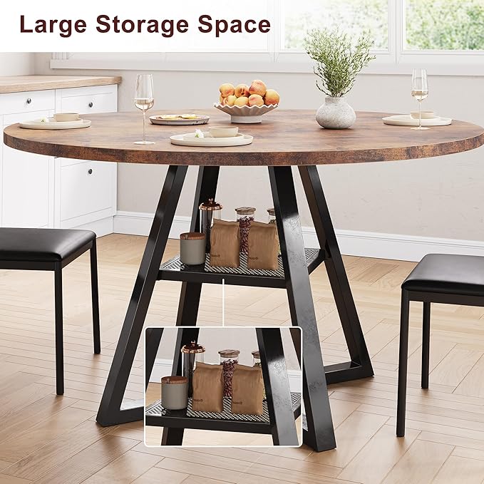 Round Dining Table Set for 6, Kitchen Table and Chairs for 4, Circle Table - Image 8