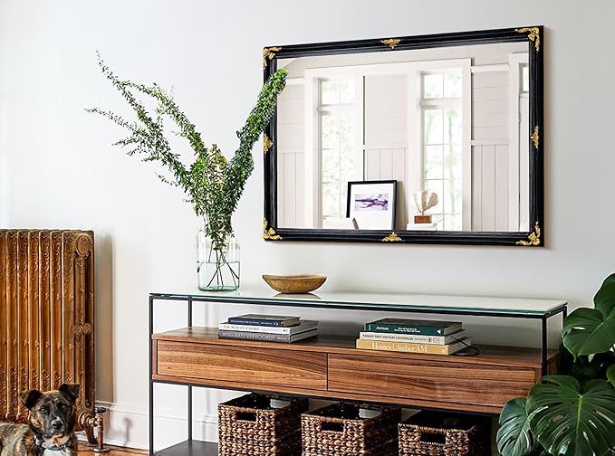 39" x 27" Large Vintage Decoration Mirror, Dark Antique Mirror Wall Decor - Image 4