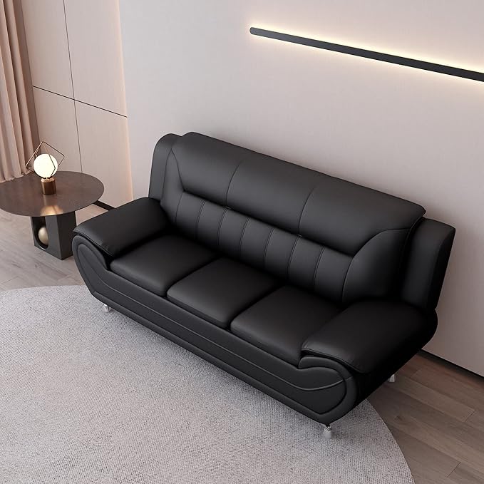 Container Furniture Direct Michael Modern Faux Leather Upholstered Stainless - Image 5