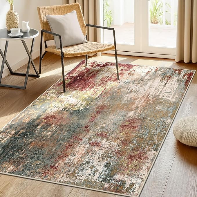 Washable Area Rugs 4'x6' Non-Slip Modern Abstract Soft - Image 2
