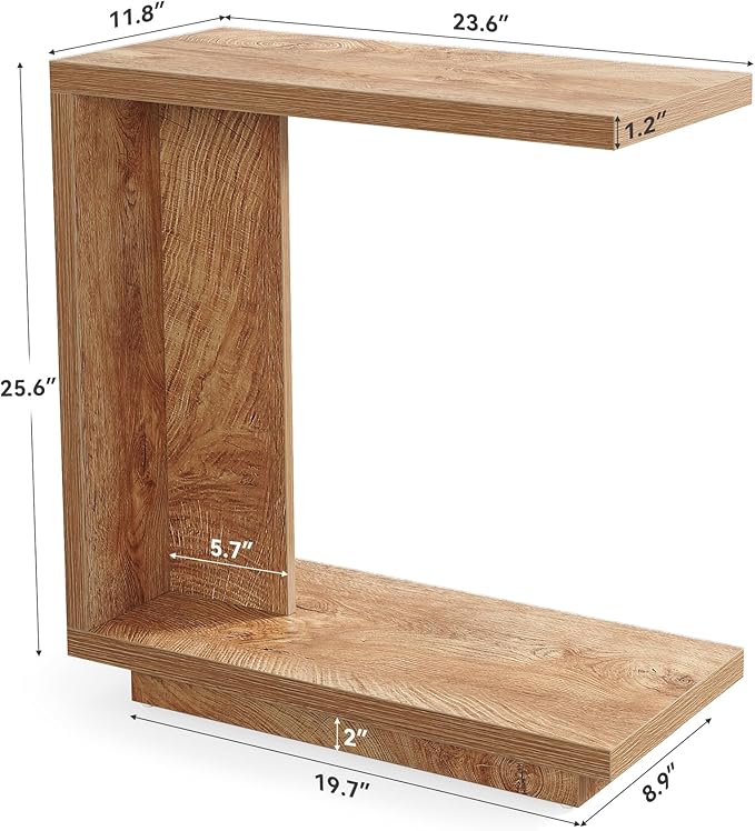 LITTLE TREE C-Shaped Side Table Set of 2, Narrow 2-Tier End Table - Image 3