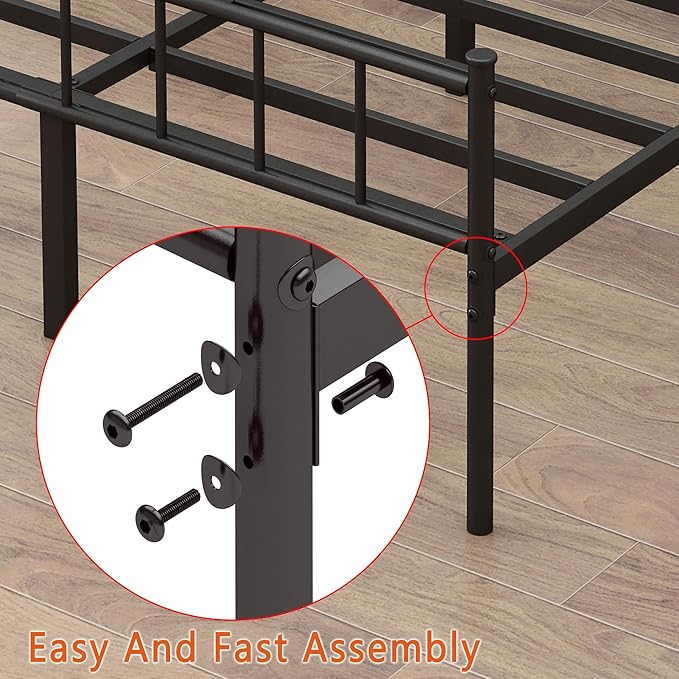 Full Bed Frame-Classic Metal Platform Bed Frame, Mattress Foundation - Image 7