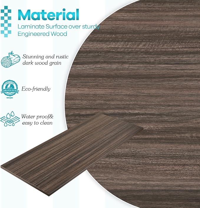 Kaboon Universal Tabletop 40"x18", Solid One-Piece Melamine Table Top, Double - Image 4