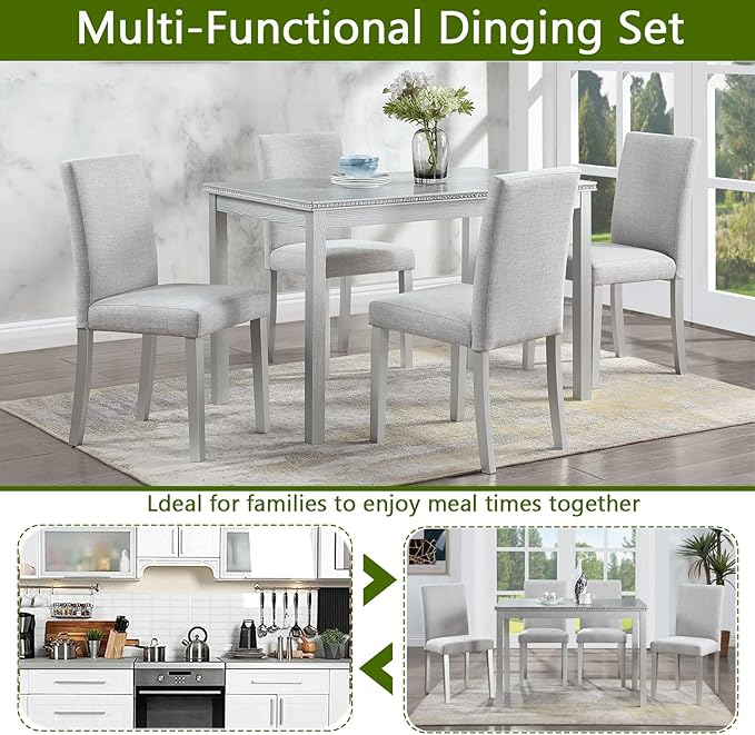 KEIKI 5-Piece Standard Height Dining Table Set - Image 4