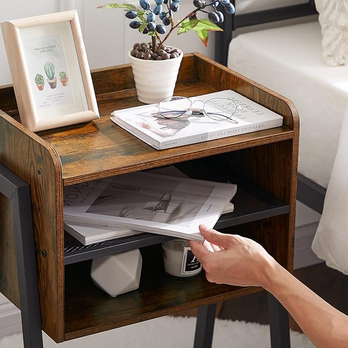 VECELO Nightstand Set of 2, Industrial Side End Table/Stackable Accent Furniture - Image 10