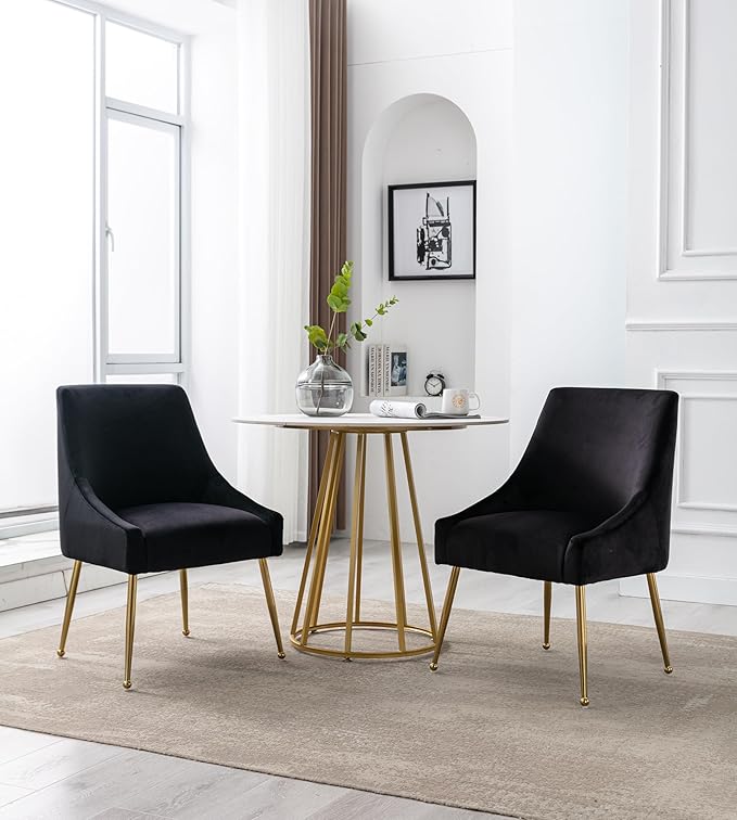 Modern Velvet Dining Chairs Set of 6, Contemporary Upholstered Furniture - Image 6