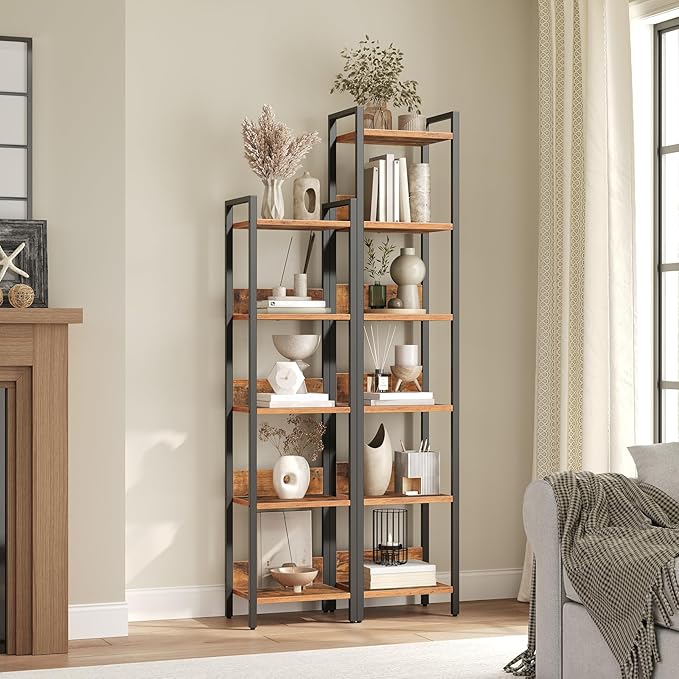 Bookshelf, 6-Tier Bookcase, Standing Book Shelf - Image 8