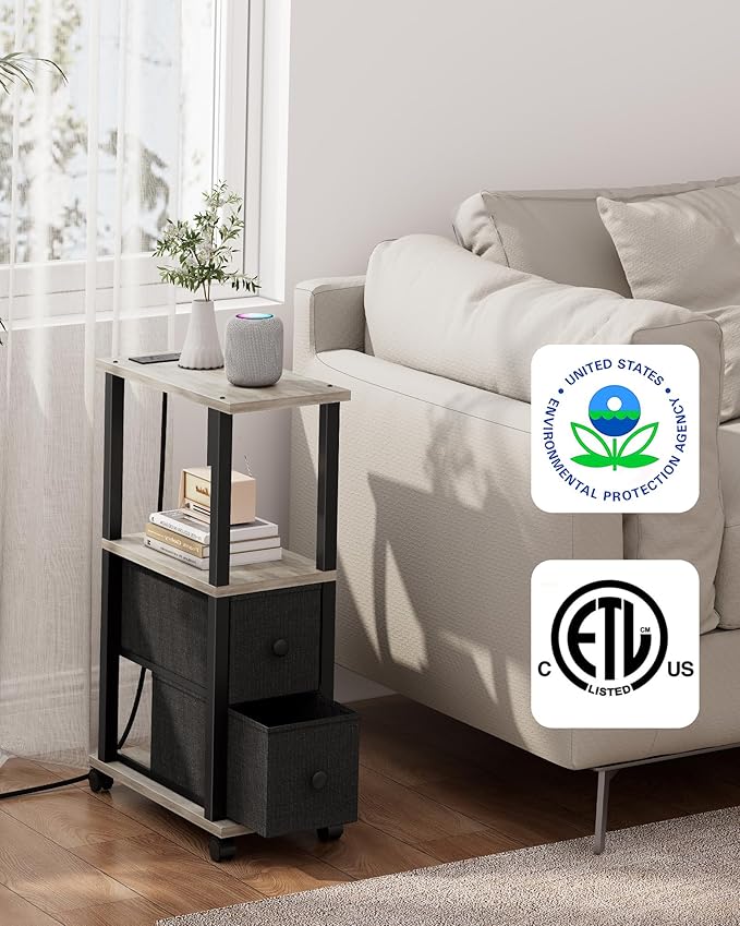 TUTOTAK Small Narrow End Tables, LED Side Tables - Image 5