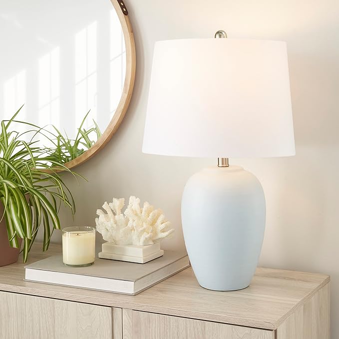 Nourison 23" Coastal Blue Ceramic Pot Table Lamp - Image 3