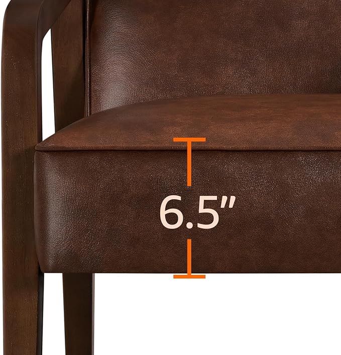 Yaheetech PU Leather Accent Chair, Mid-Century Modern Barrel Chair - Image 9