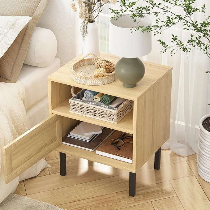 Rattan Nightstands Set of 2, Boho Night Stand - Image 7