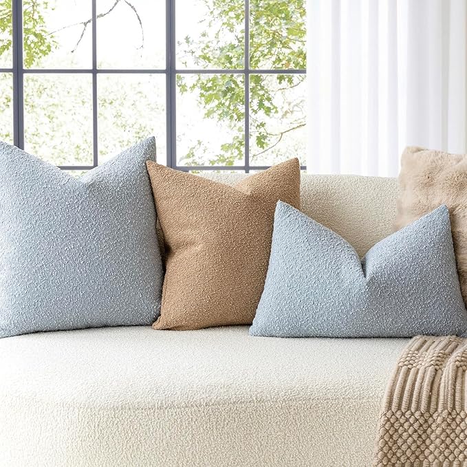 Foindtower Pack of 2 Textured Boucle Throw Pillow Covers Accent Solid Pillow - Image 7