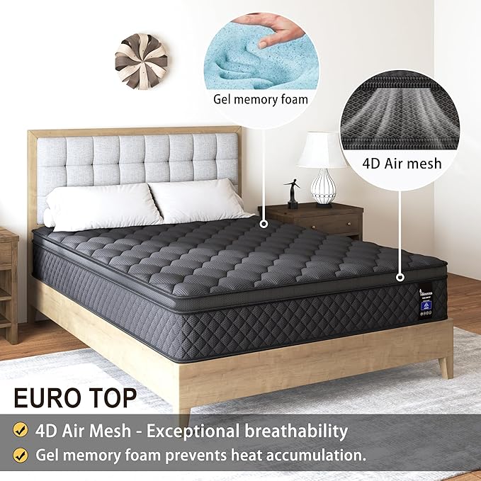 Twin Hybrid Mattress, 12 Inch Medium Mattress Euro Top - Image 4