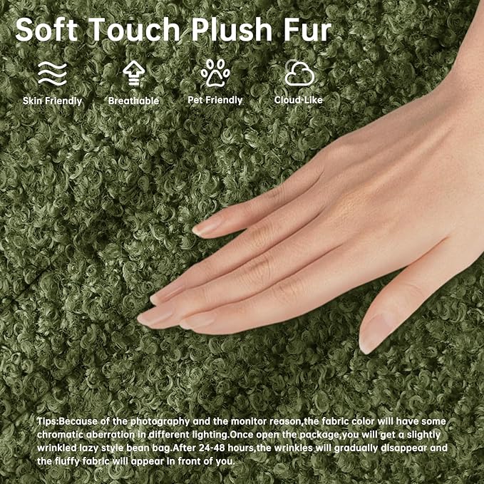 Bean Bag Chairs for Adults, Memory Foam Couch Loveseat Sofa Chair, Soft Teddy - Image 3