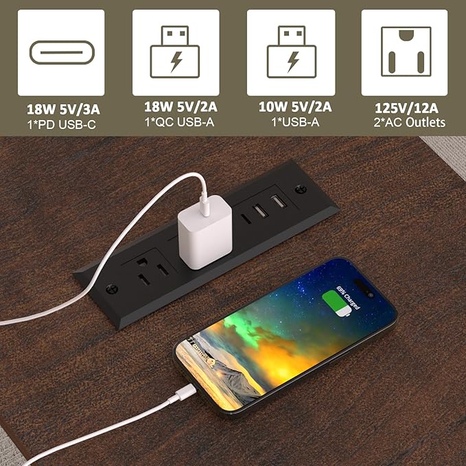 18" Wide End Table with Fast Charging Station Set of 2, 18” Wide Sofa Side - Image 3