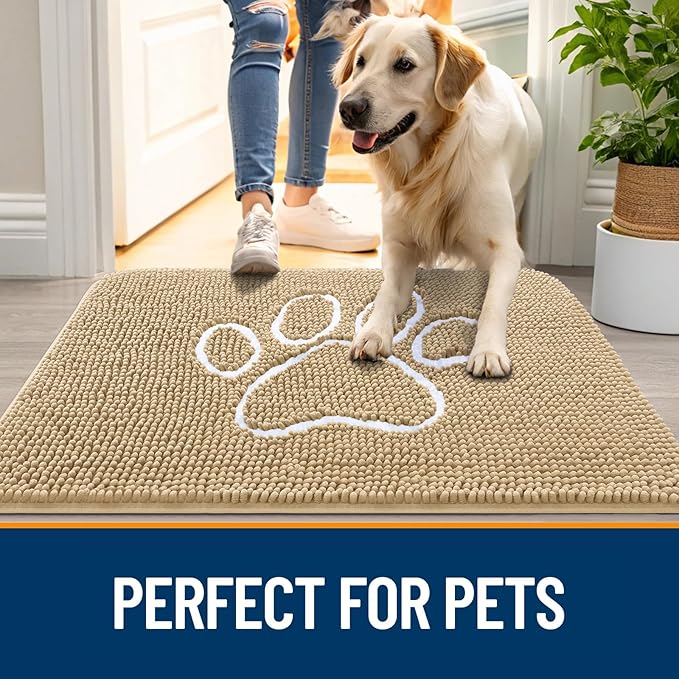 OLANLY Door Mat for Muddy Dog Paws 59x35, Ultra Absorbent Chenille Mud Doormat - Image 6