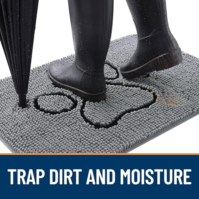 OLANLY Door Mat for Muddy Dog Paws 59x35, Ultra Absorbent Chenille Mud Doormat - Image 2