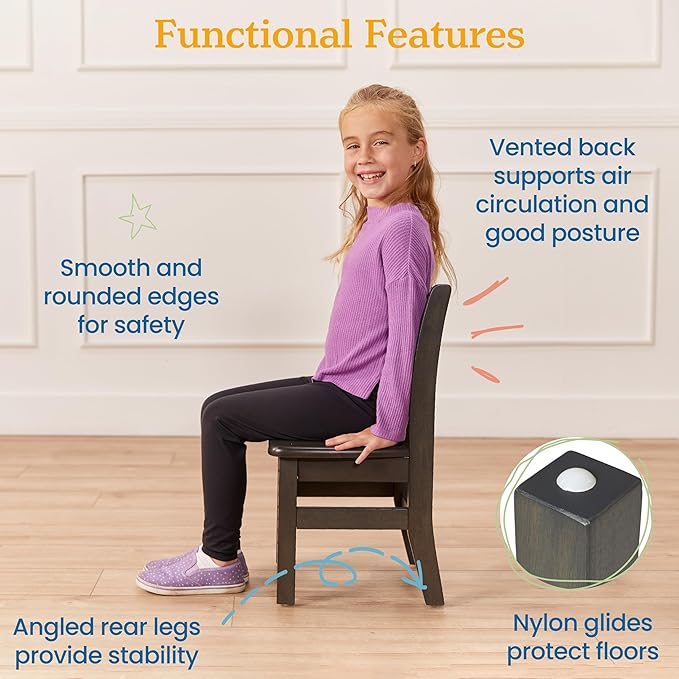 ECR4Kids 24in x 24in Hardwood Table and Chair Set, 12in Seat Height, Kids - Image 5