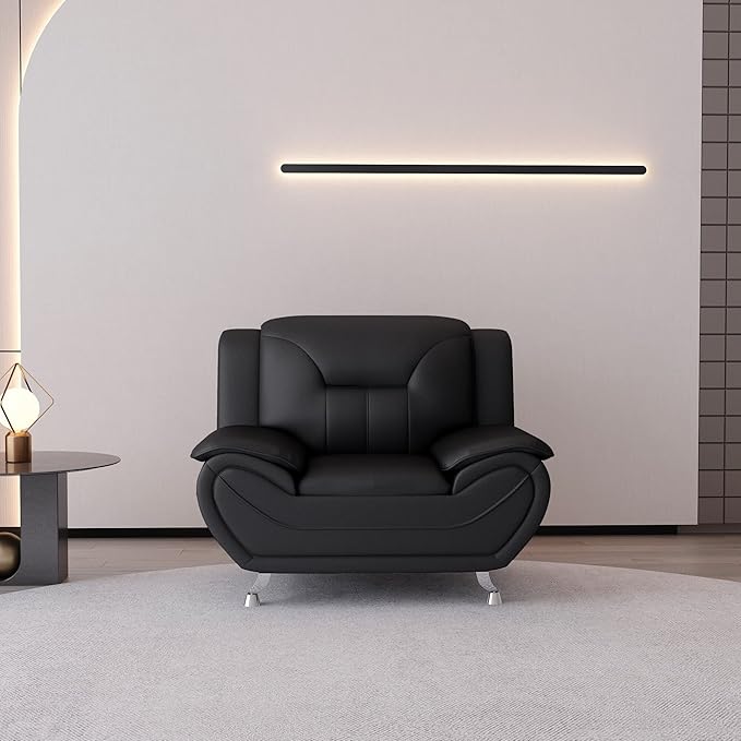Container Furniture Direct Michael Modern Faux Leather Upholstered Stainless - Image 2