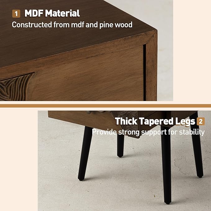 COSIEST Nightstand with Storage Drawer, Mid Century Modern Nightstand, Accent - Image 7