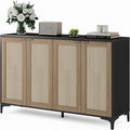Sideboard Buffet Cabinet with Storage, 4 Doors Rattan Kitchen Cabinet with by Unknown