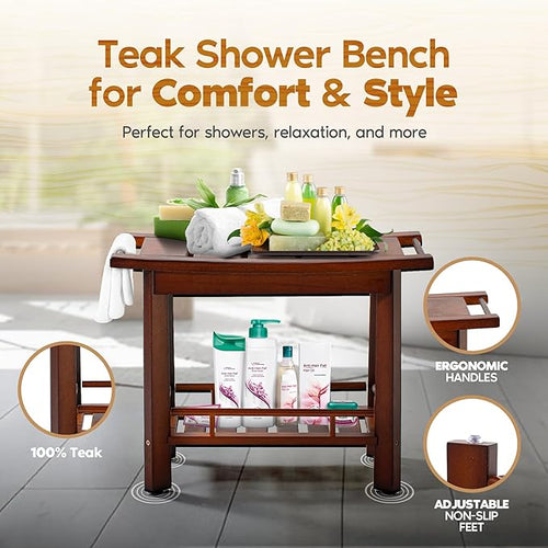 21" Teak Shower Bench for Inside – Luxury Spa-Style Comfort, FSC Certified - Image 2