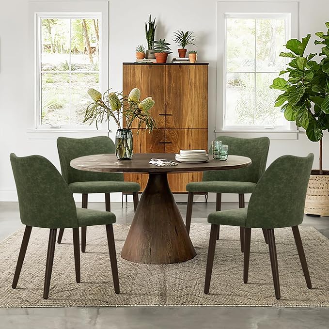 COLAMY Upholstered Dining Chairs Set of 2, Modern PU Leather Dining Room - Image 2