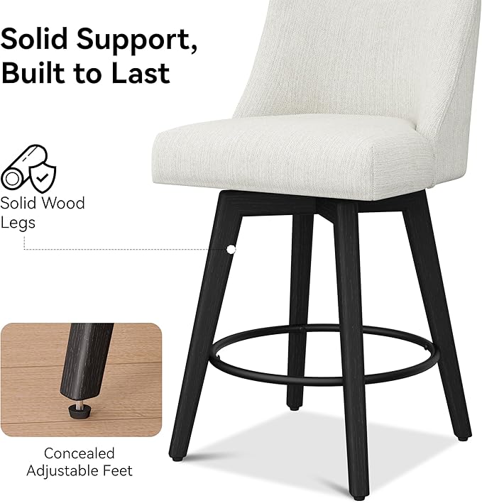 Counter Height Bar Stools Set of 6, Modern Swivel Barstools - Image 5