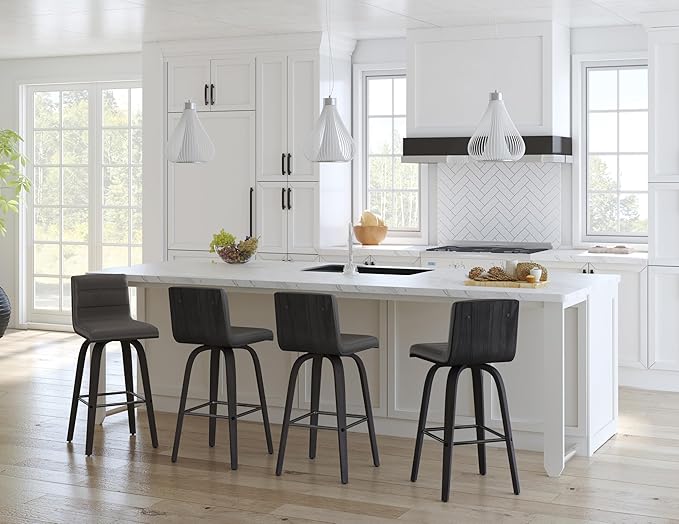 Armen Living Vienna Counter Height Barstool Brushed Wood Finish Faux Leather - Image 2