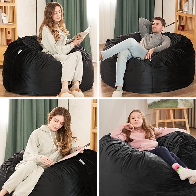 HABUTWAY Bean Bag Chair 3Ft Luxurious Velvet Ultra Soft Fur - Image 6