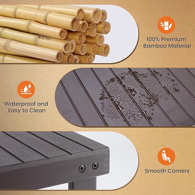 Sweetcrispy 3-Tier Shoe Rack Bench, Bamboo Entryway Storage Organizer, Shoes - Image 3