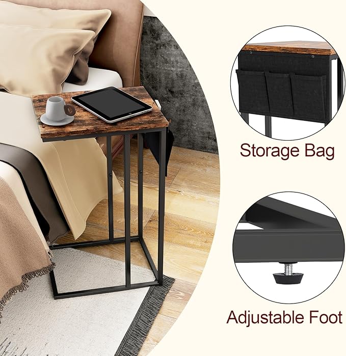 C Shaped End Table for Couch, Small Side Table for Sofa - Image 4