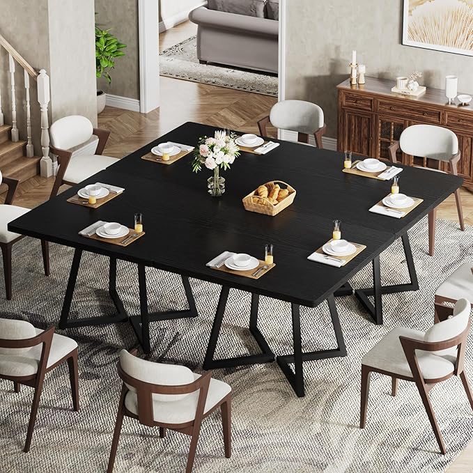 Tribesigns Square Dining Table for 10, 31.5" Industrial Dinner Table - Image 3