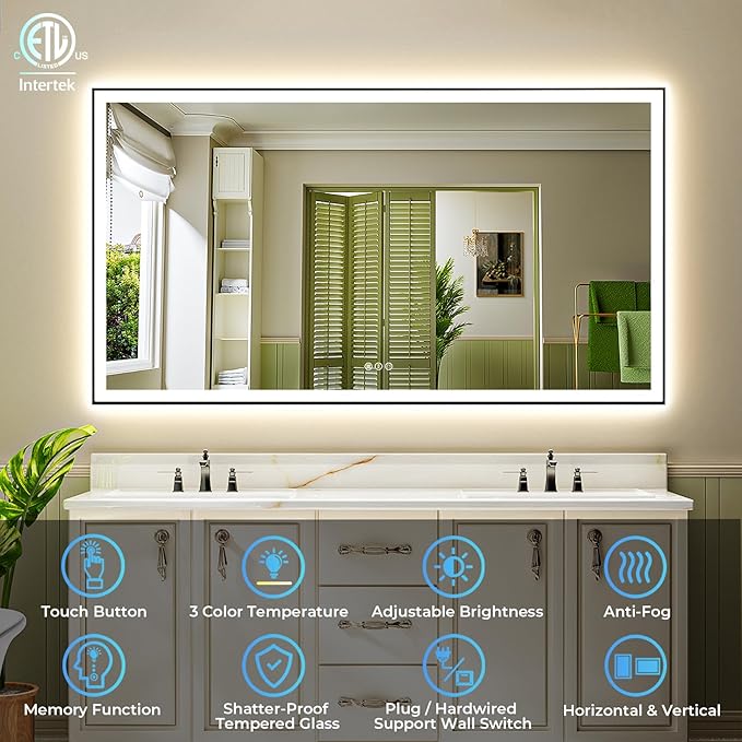 84x40 Inch LED Bathroom Mirror - Image 2
