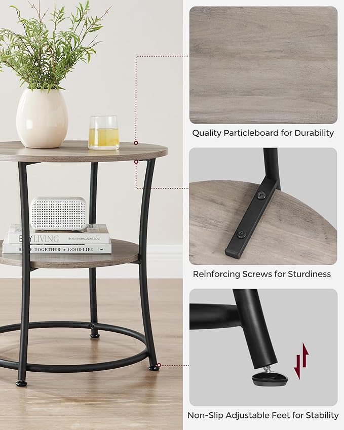 VASAGLE Side Table, 2-Tier Round End Table, Nightstand - Image 5